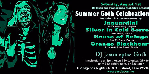 Summer Goth Celebration 2026 with Obsidian, Jaguardini, House of Refuge and DJ Jason at Propaganda