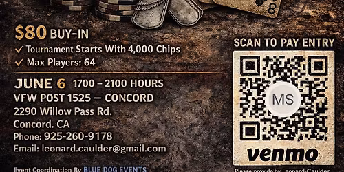 VFW Post 1525 - Texas Hold'Em Tournament Night!  Register Now! Scan the QR Code to Sign Up.