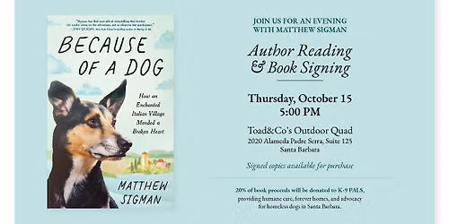 Author Reading & Book Signing: Because of a Dog with Matthew Sigman