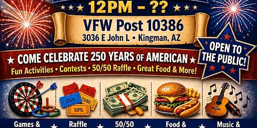VFW Post 10386 Celebrating America's 250th 4th of July Party
