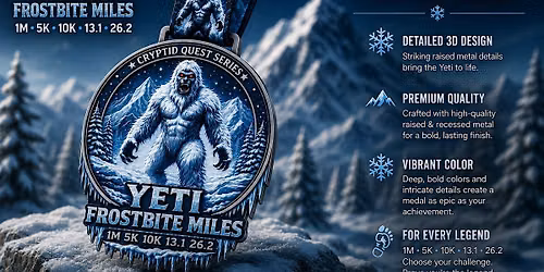 Yeti Frostbite Miles Virtual Race| Cryptid Quest Series 1M 5K 10K 13.1 26.2
