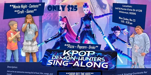 K-Pop Demon Hunters Sing-Along Movie Night in Wildomar
