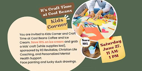 Kids Corner - Craft Time at Cool Beans Coffee and Ice Cream