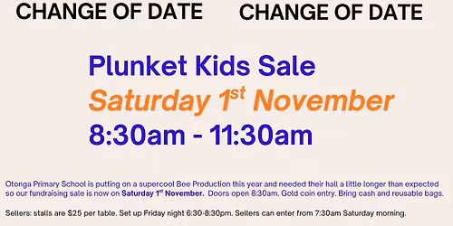 Plunket Kids Sale - Saturday 1st November
