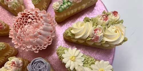 'Pizza' cake with Italian Meringue Buttercream and Piped Flowers