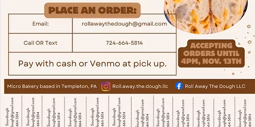 Sourdough Pick Up - Roll Away The Dough LLC