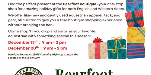Bearfoot Ranch Boutique Holiday Tack Sale