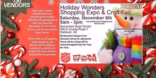Holiday Wonders Shopping Expo & Craft Fair Sat. Nov. 8th, 2025 9AM-3PM