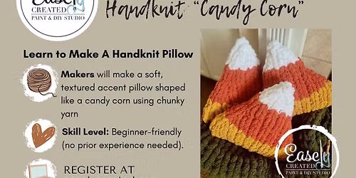 Chunky Handknit Candy Corn Pillow AT Easely Created