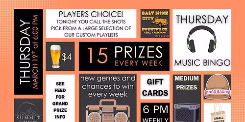 Players Choice Music Bingo Thursday at Salt Mine City Brewing Co.