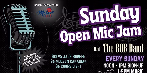 Sunday Open Mic Jam hosted by The BOB Band