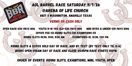 AOL November Barrel Race **BBR Approved**