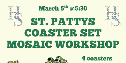 3\/5 st patty\u2019s coasters workshop
