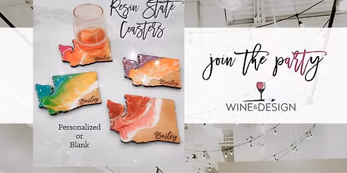WA State Resin Poured Coasters - Set of 4! | Wine & Design