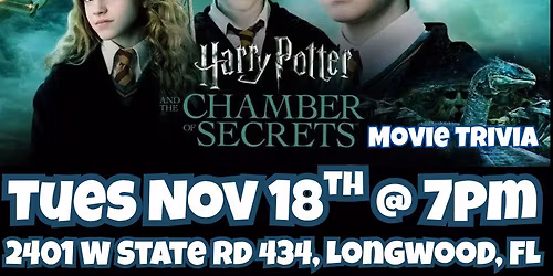 Harry Potter 2 MOVIE TRIVIA @ Hurricane Grill & Wings Longwood
