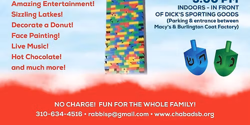 Chanuka and Del Amo - Giant Lego Menorah