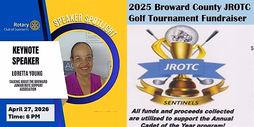 Rotary Meeting & Networking, Speaker: Loretta Young  JROTC Golf Tournament