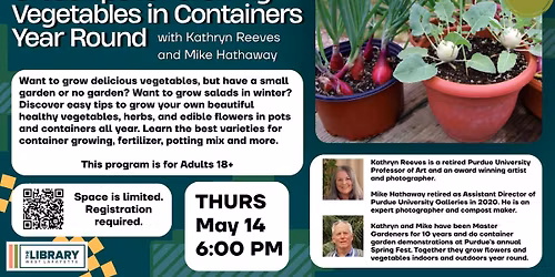 Adult Program: Great Tips for Growing Vegetables in Containers Year Round
