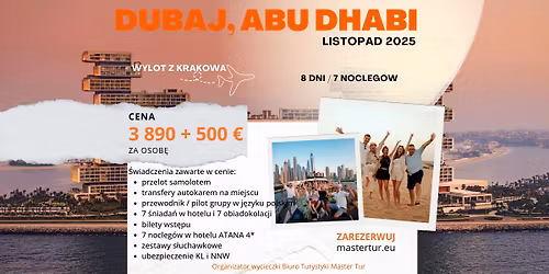 Dubaj, Abu Dhabi listopad 2025 - dost\u0119pne 4 terminy