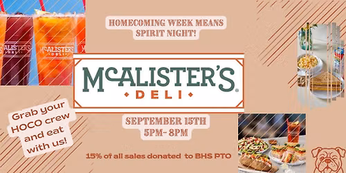 HOCO SPIRIT NIGHT at McAlisters Deli