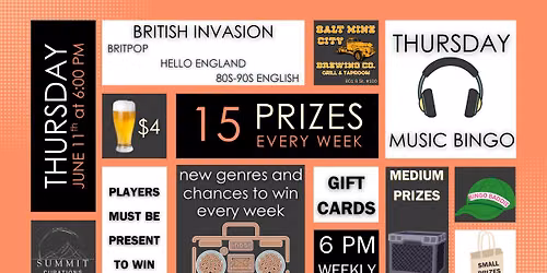 British Invasion Music Bingo Thursday at Salt Mine City Brewing Co.