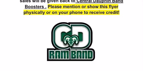 Central Dauphin Band Boosters Dine Out Night- Fundraiser