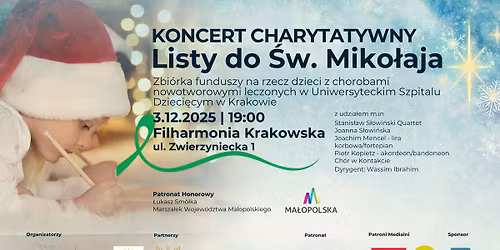 Koncert Charytatywny: Listy do \u015aw. Miko\u0142aja | Filharmonia Krakowska | 3.12.2025 | 19.00 