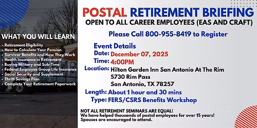 FERS Benefits Seminar San Antonio - 12\/07\/25(4PM)