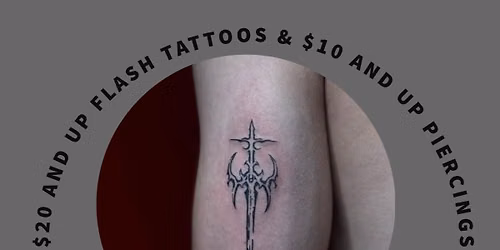 SEPTEMBER 25TH,26TH,27TH FLASH $20 AND UP TATTOOS AND $10 AND UP PIERCINGS
