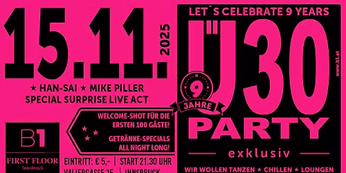 B1 \u00dc30 Party exklusiv - Let\u00b4s Celebrate 9 Years 