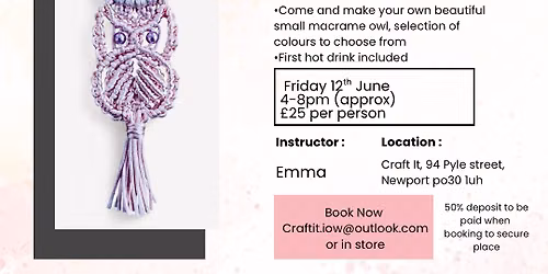 Macrame owl workshop