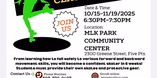 Fall II Back To BASICS Group Beginner Rollerskating Course (6 week series)
