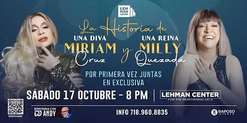 CONCIERTO ESPECIAL - LA HISTORIA DE UNA DIVA Y UNA REINA -  MIRIAM CRUZ Y MILLY QUEZADA