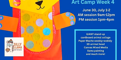 Animals, Animals, ANIMALS! ART CAMP! (Wk 4 PM June 30 & July 1-2)