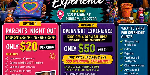 Parent Night Out \u201cOvernight Experience\u201d