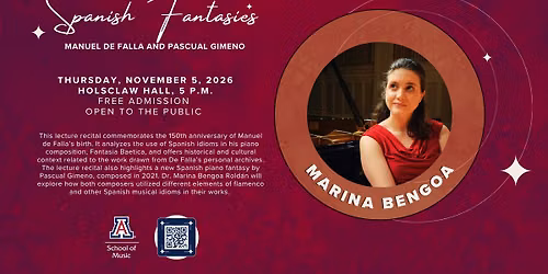 Spanish Fantasies: Manuel de Falla and Pascual Gimeno \u2014 Marina Bengoa, piano in Recital