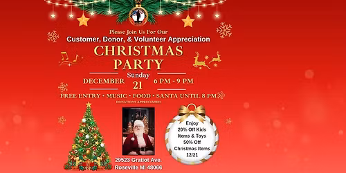 Customer, Donor, & Volunteer Appreciation Christmas Party at the Veterans Thrift Store!