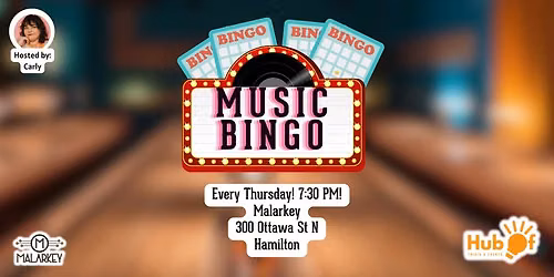 Music Bingo Thursdays - Malarkey (Hamilton)