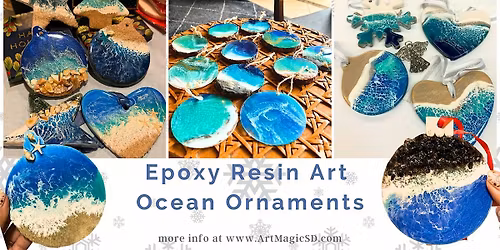 Ocean ornaments on a ceramic - Resin Art Workshop |San Diego