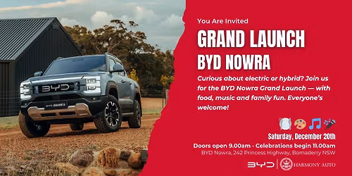 BYD Nowra Launch \u2014 Come Celebrate With Us! \u26a1\ud83c\udf89
