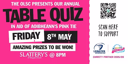Official Leinster Supporters Club Table Quiz