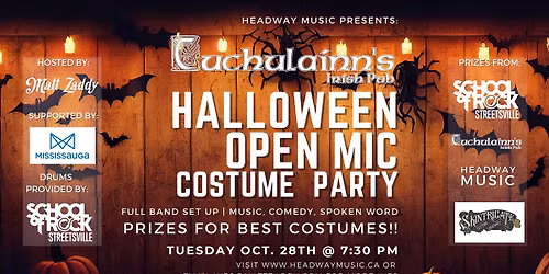 Cuchulainn's HALLOWEEN COSTUME PARTY Open Mic Tues. Oct. 28th!
