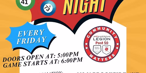 Friday Night Bingo at the Legion!