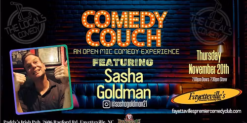 The Comedy Couch with the Locals Comedy and Sasha Goldman