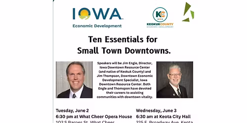 Ten Essentials for Small Town Downtowns at the What Cheer Opera House