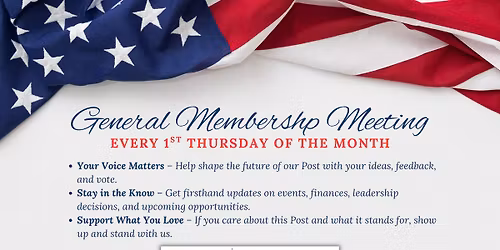 American Legion Post 186 General Membership Meeting