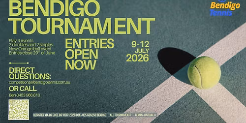 Tennis Australia July 2026 O3K J125 GBS250 Bendigo 