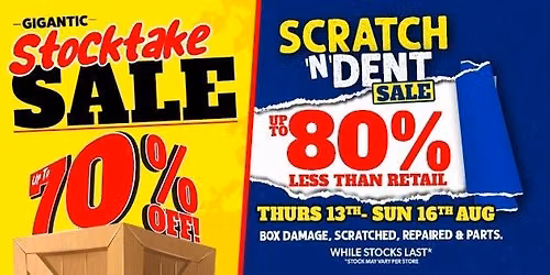 \ud83d\udea8\ud83d\udd25SCRATCH 'N' DENT SALE + GIGANTIC UP TO 70% OFF STOCKTAKE SALE\ud83d\udd25\ud83d\udea8