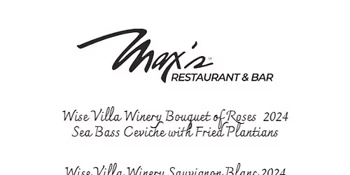 Wine Maker's Dinner Event with Wise Villa Winery