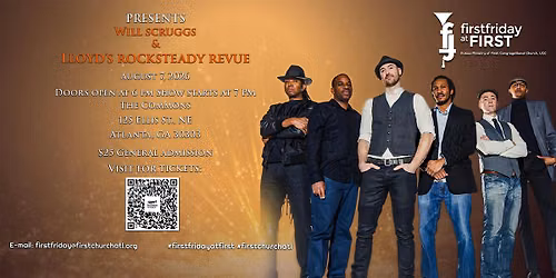 First Friday at First - Aug '26 - Will Scruggs & Lloyd\u2019s Rocksteady Revue